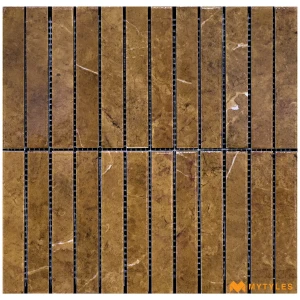 undefined-Caramel Brown Matt Vitrified Kit Kat Mosaic Tile Code39614 301x310mm 11Pc