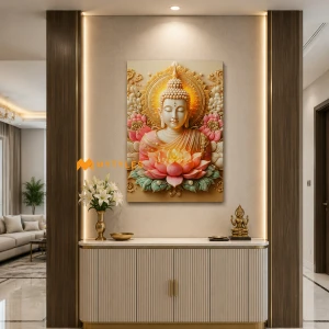 undefined-Vitrified Buddha Poster Wall Tile Code27370 (2x3 Feet, Glossy)-KC-2828