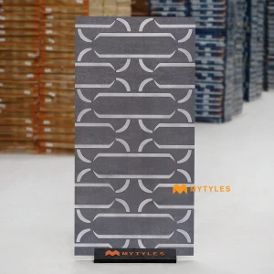 undefined-Vitrified Gray Geometric Floor and Wall Tile Code39028 (600x1200mm, Matt)